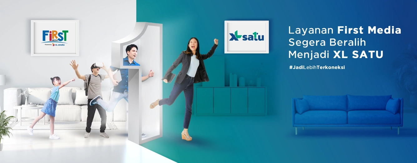 Banner promo internet rumah dengan bonus kuota XL SATU